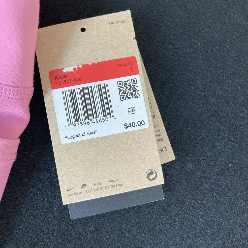 Nike One Dri-fit Pink Leggings Youth Girls‎ Size L FZ5607-646 NWT With Pockets